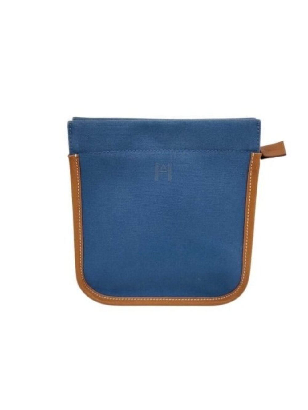 Hermes Pouch Camaille Navy Brown Canvas Leather Silver